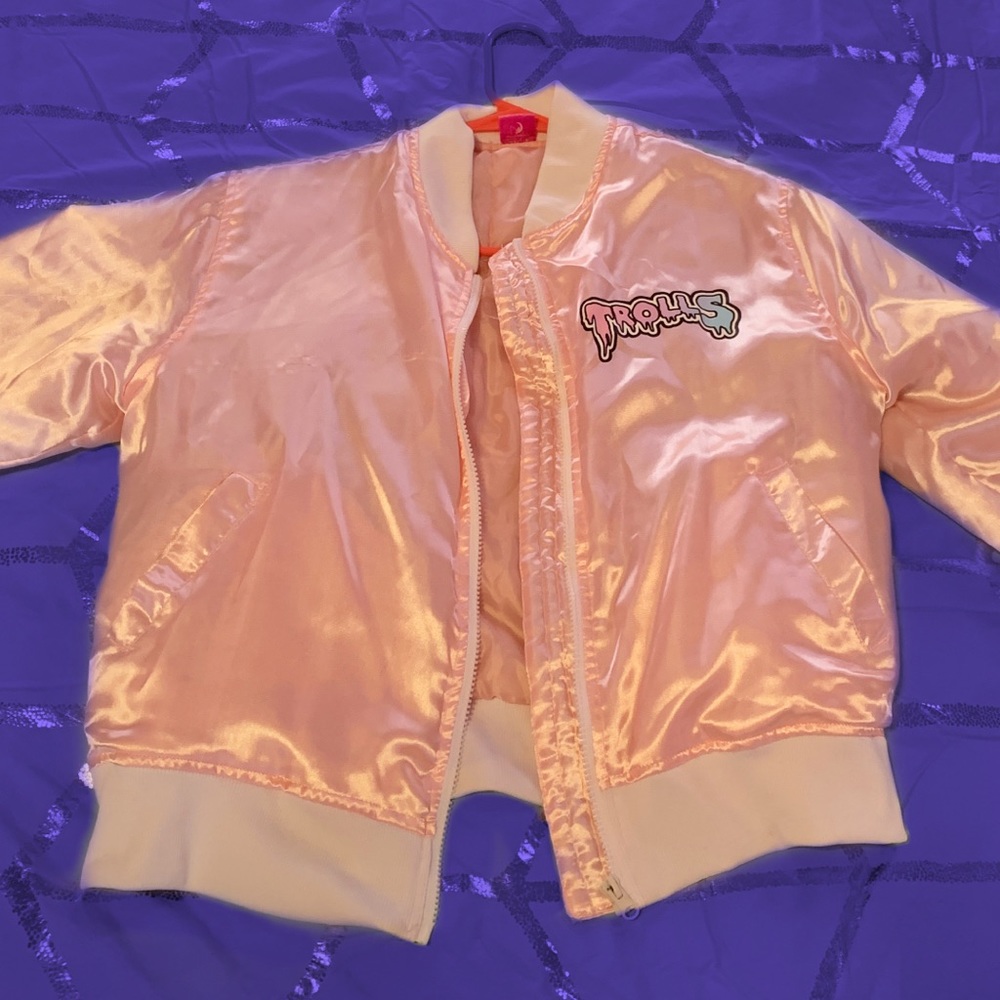 Satin Princess Pink Trolls Bomber Jacket 👑